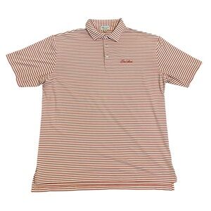Peter Millar Polo XL Cotton Orange Salmon  Stripe ShortSleeve Sea Island Golf